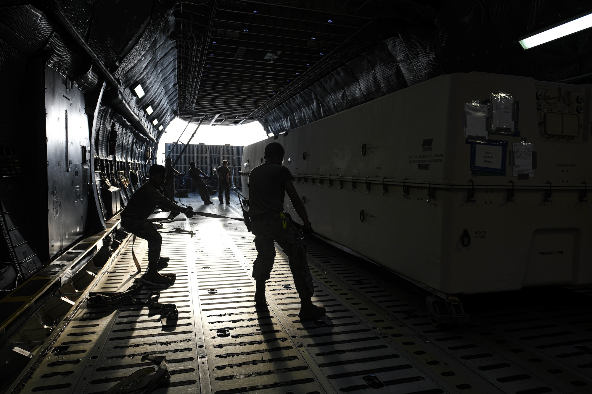 Four General Atomics MQ-9 Reaper drones were loaded onto a Lockheed C-5M Super Galaxy assigned to the 22nd Airlift Squadron, August 10, 2022, at Al Dhafra Air Base, United Arab Emirates. Since June, the 380th Air Expeditionary Wing has redeployed five Reaper drones back to the United States in exchange for nine replacements.