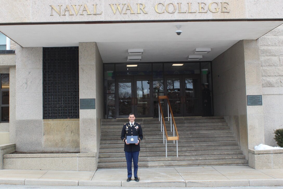 Army Maj. Randall Kizziar graduated from the Advanced Strategist Program at the Naval War College in Newport, Rhode Island on March 1, 2022.