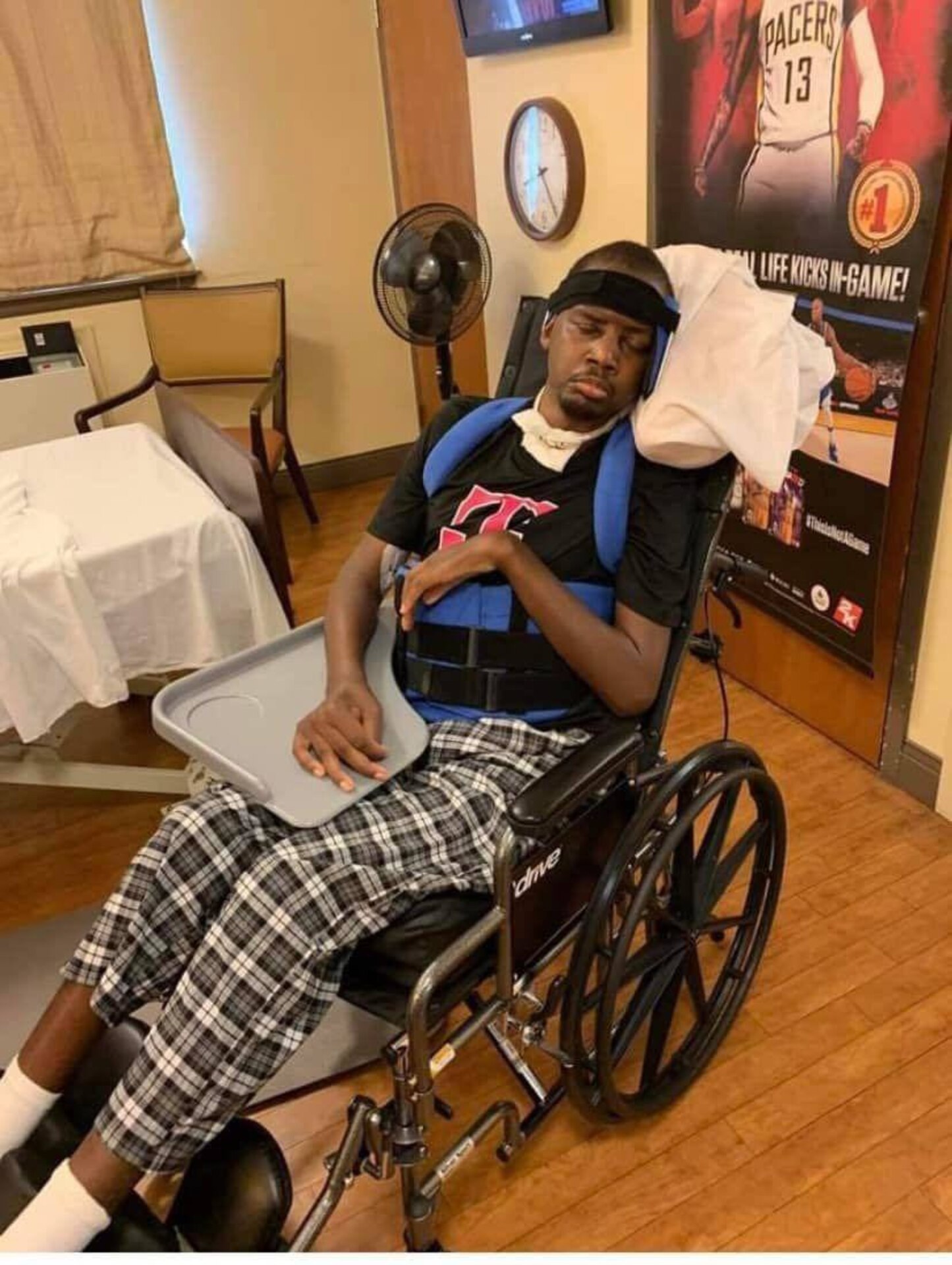 Several Kentucky National Guard Soldiers, as well as, a few civilians, donated their time to help build a needed ramp so Spc. Akir Jackson could access his home with his new electrical wheelchair.