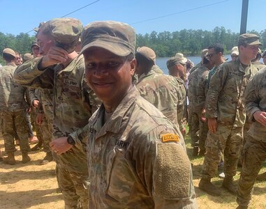 Pfc. Tristian Hines of Somerset, Ky., poses for a photo after he completed Ranger School in May 2022.