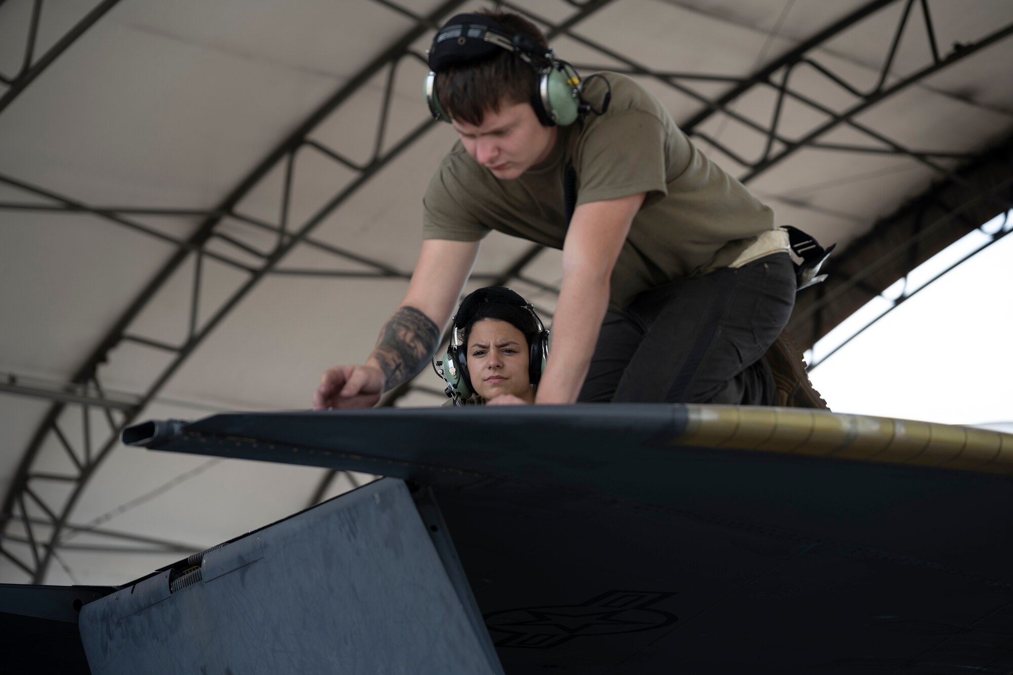 Airmen assigned to the 4th Component Maintenance Squadron aircraft fuel system maintenance flight conduct an isolation refueling at Seymour Johnson Air Force Base, North Carolina, Aug. 11, 2022. An isolation refueling is performed to test fuel system functionality and used to diagnose any errors. (U.S. Air Force photo by Senior Airman Kevin Holloway)