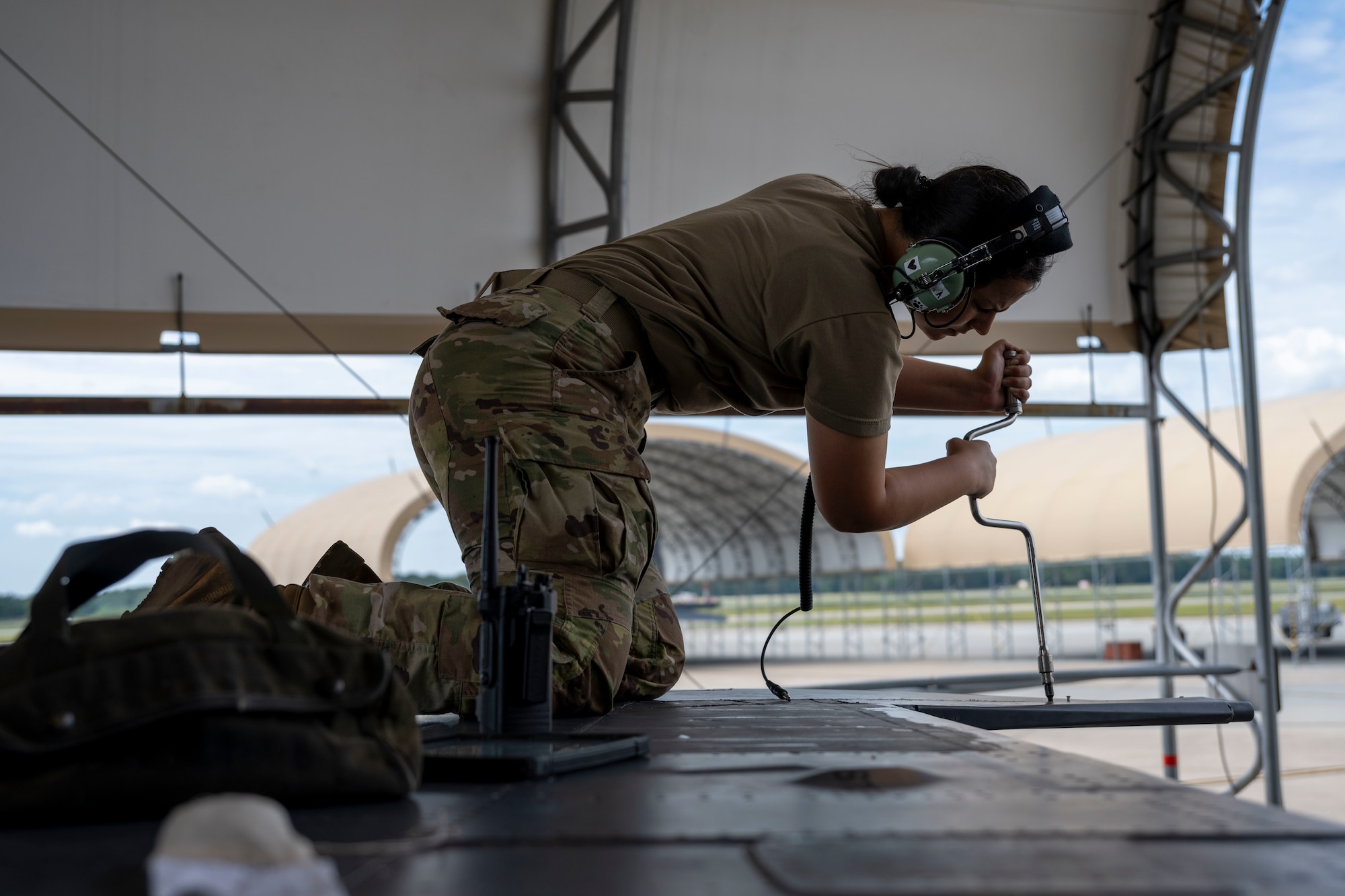 Airmen assigned to the 4th Component Maintenance Squadron aircraft fuel system maintenance flight conduct an isolation refueling at Seymour Johnson Air Force Base, North Carolina, Aug. 11, 2022. An isolation refueling is performed to test fuel system functionality and used to diagnose any errors. (U.S. Air Force photo by Senior Airman Kevin Holloway)