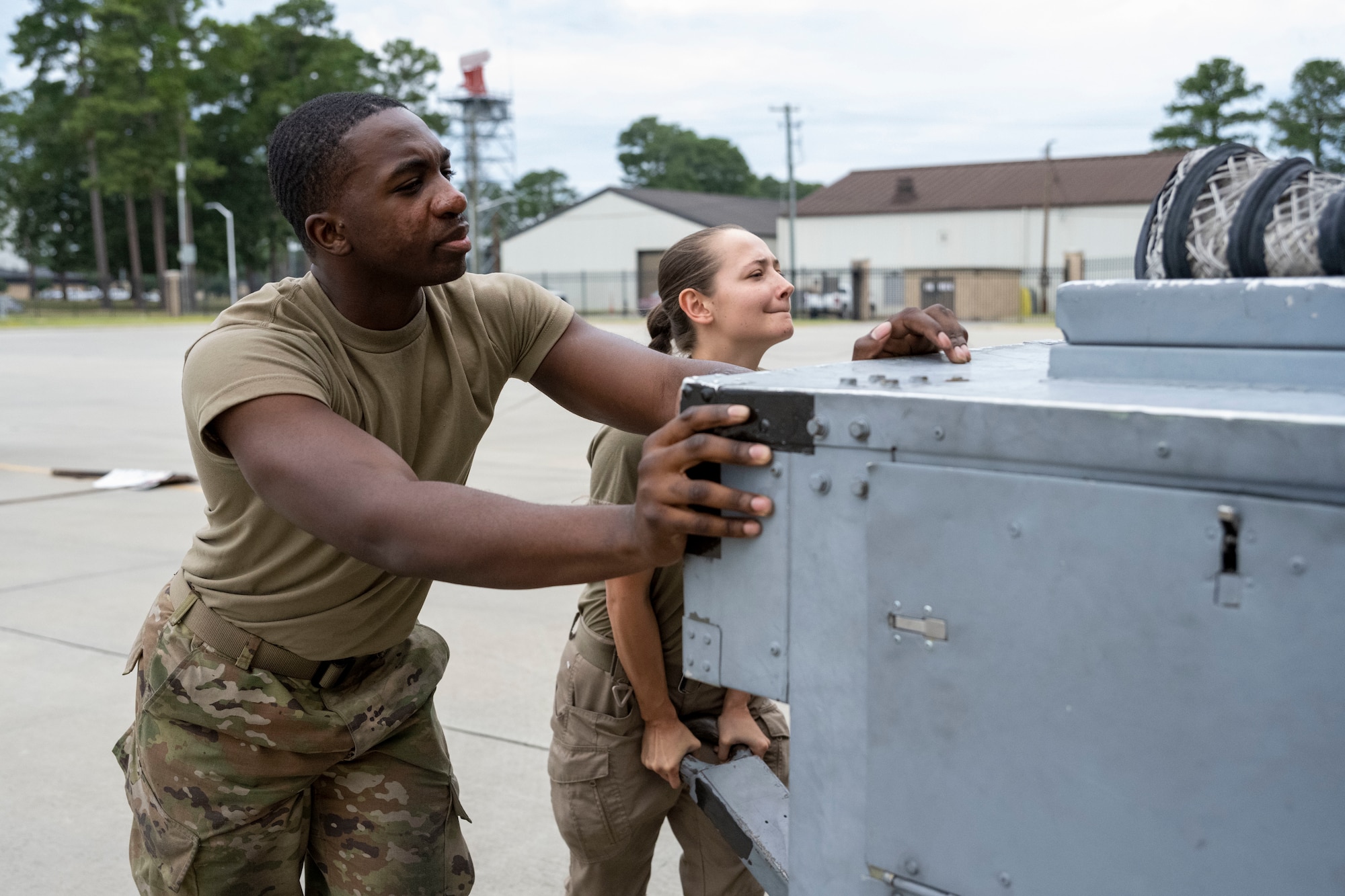 Airmen assigned to the 4th Component Maintenance Squadron aircraft fuel system maintenance flight conduct an isolation refueling at Seymour Johnson Air Force Base, North Carolina, Aug. 11, 2022. An isolation refueling is performed to test fuel system functionality and used to diagnose any errors. (U.S. Air Force photo by Senior Airman Kevin Holloway)