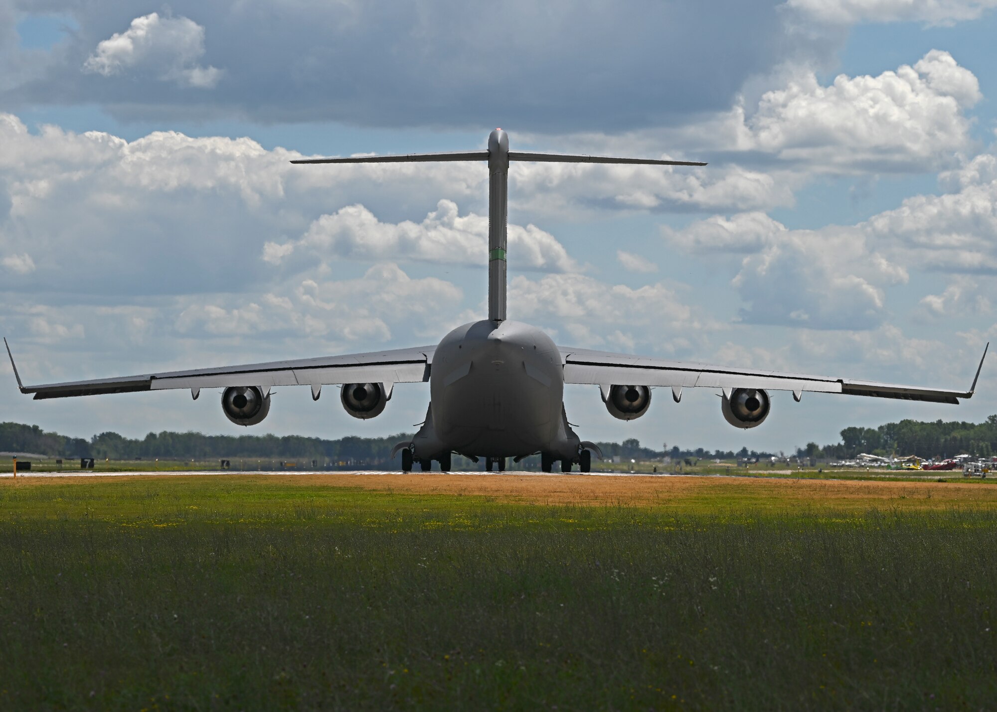 The C-17 West Coast Demonstration Team prepares for takeoff in a C-17 Globemaster III assigned to the 62d Airlift Wing at the Experimental Aircraft Association Airventure Air Show, Oshkosh, Wis., July 31, 2022. EAA is the largest annual air show in the U.S. and coined as The World’s Greatest Aviation celebration. (U.S. Air Force photo by Senior Callie Norton)