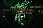 plane cockpit at night