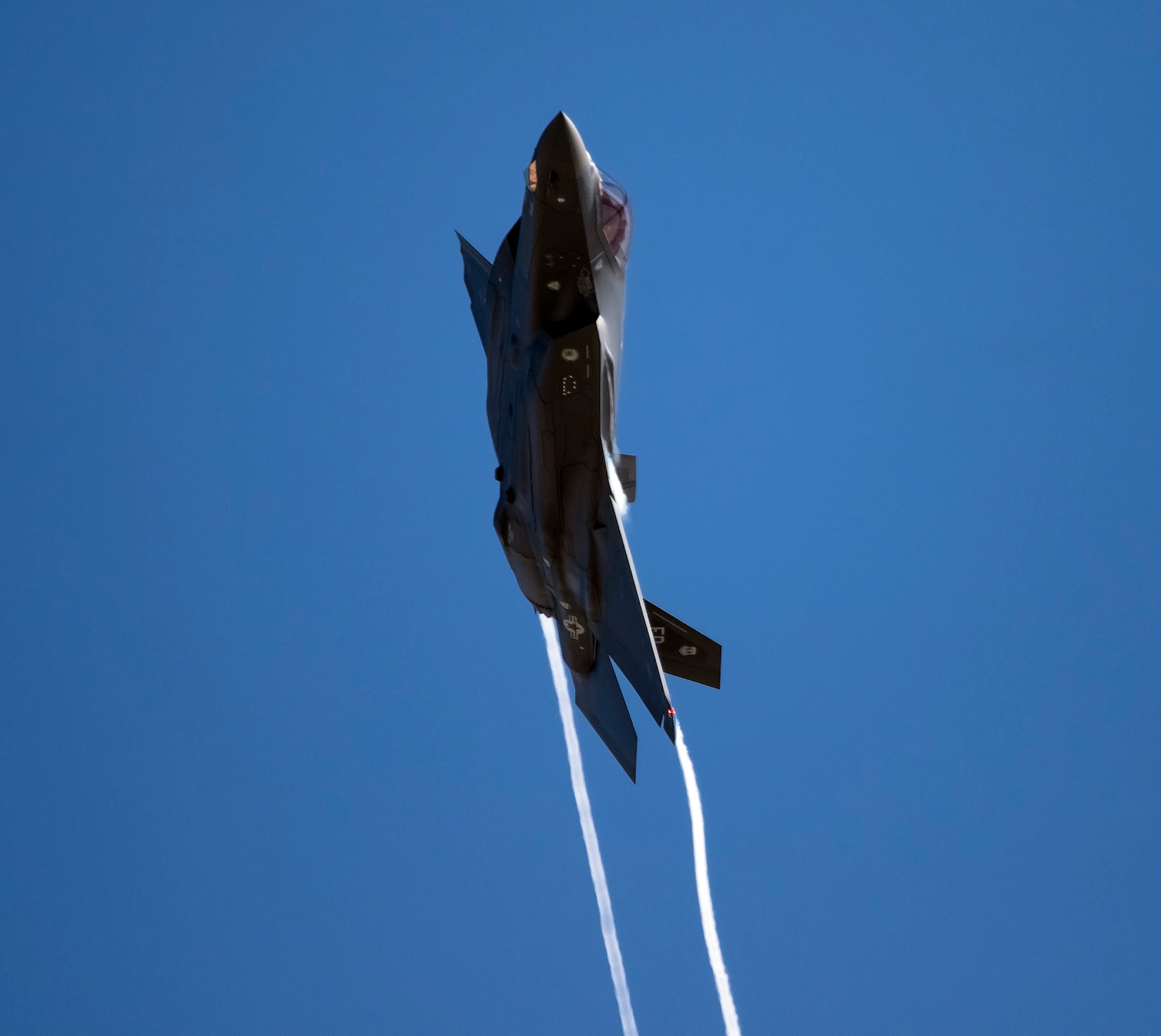 An F-35A Lightning II arrives at Edwards Air Force Base, California, Aug. 1. The aircraft, Air Force serial number 338, is the first of six F-35s the 461st Flight Test Squadron and F-35 Lightning II Integrated Test Force will receive in the next few years. The upgraded fleet will be used to test the Technical Refresh 3 and Block 4 configurations of the Air Force’s newest fighter that will create tactical and operational advantages over peer competitors. (Air Force photo by Chase Kohler)