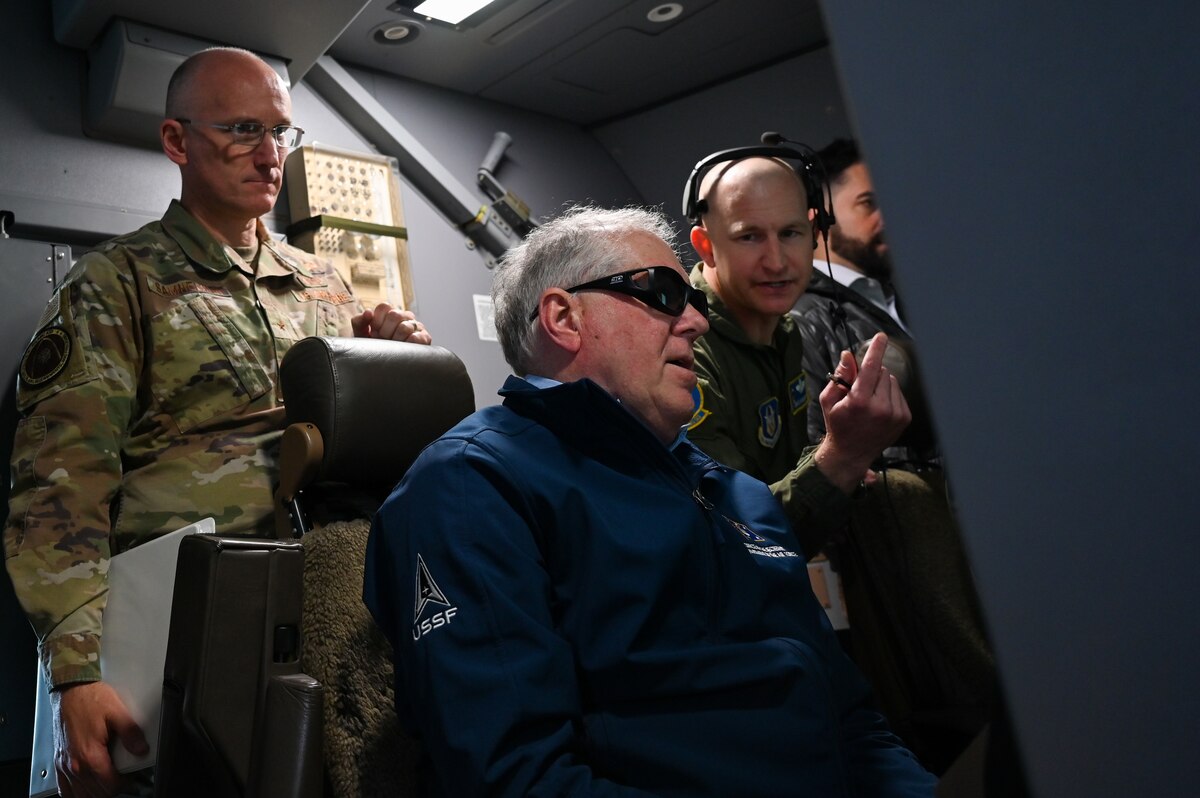 Kendall toured a KC-135 Stratotanker followed by a flight on a KC-46A Pegasus to take an in-depth look at the air refueling airframes to highlight modernization and compare old and new airframe capabilities.