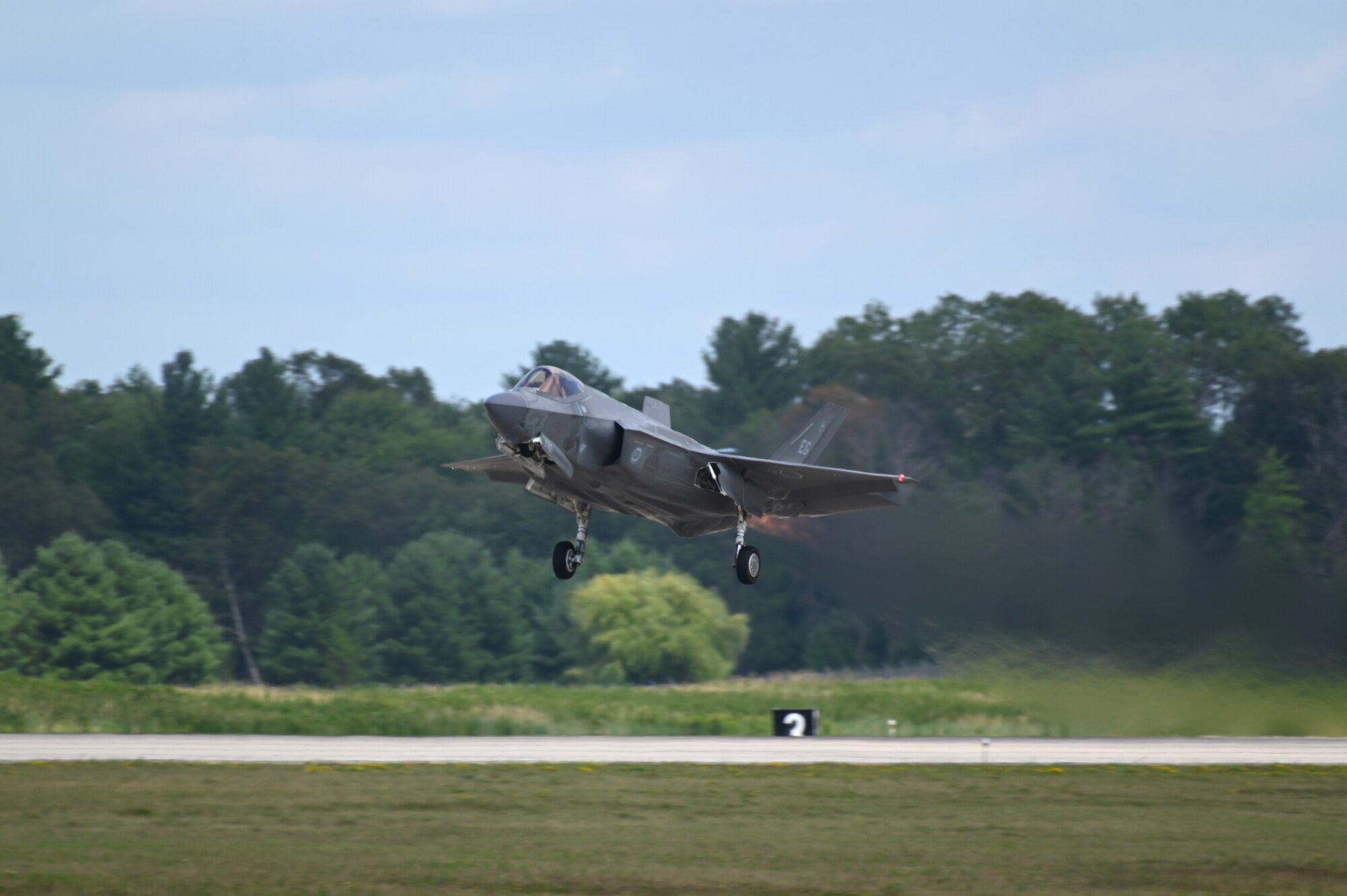 F-35A Lightning II takes off from Volk Field ANG Base.