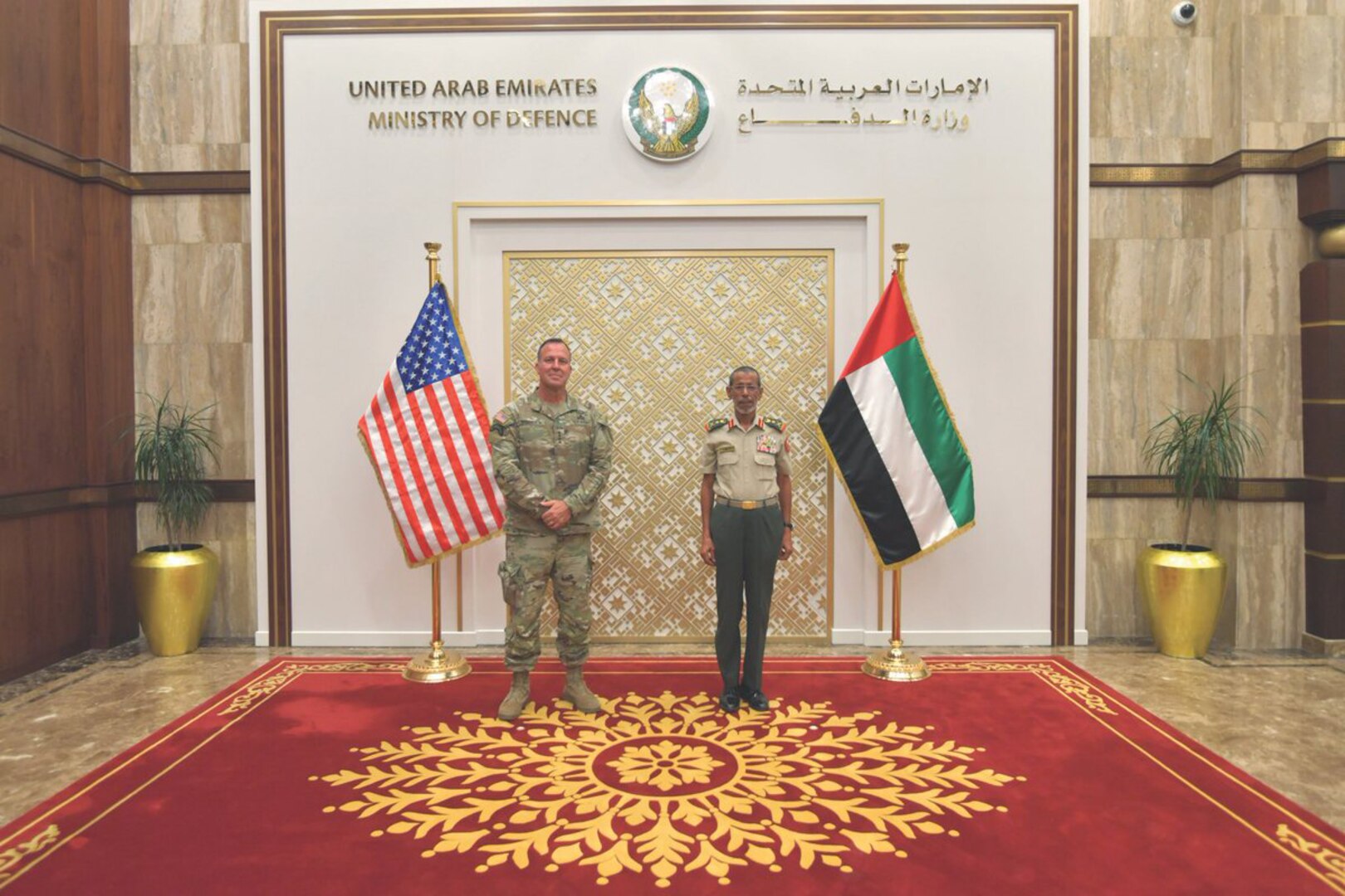 Photo of U.S. General Erik Kurilla and United Arab Emirates Lieutenant General Hamad Mohammed Thani al Rumaithi, Chief of Staff of the United Arab Emirates Armed Forces, in Abu Dhabi.