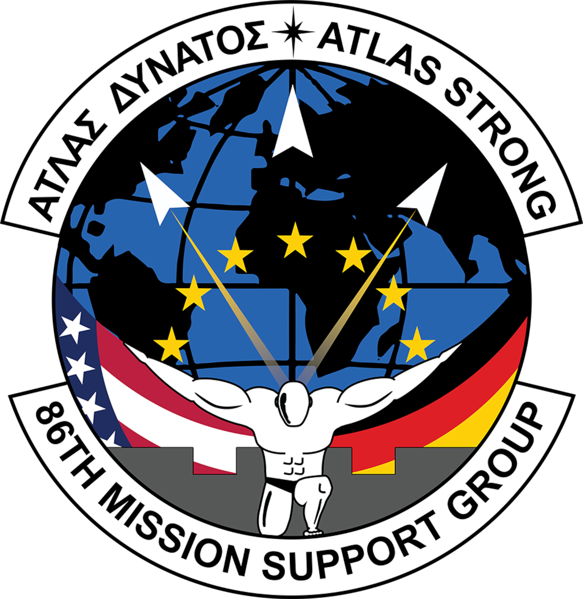 The 86th Mission Support Group ATLAS STRONG patch is displayed 16 August, 2022. (U.S. Air Force courtesy graphic)