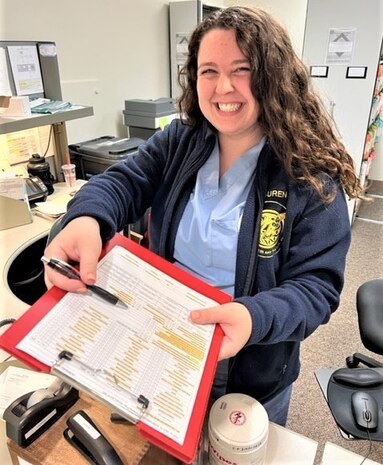 Professional Service with a Sincere Smile...Lauren McCall, Navy Medicine Readiness Training Unit Everett dental assistant was recently lauded for her work ethic by command leadership, expertly guiding scheduling coordination between fleet medical unit personnel and clinic dental providers, including providing vital liaison for over 100 timely physical exams, as well as collaborating with area dental offices in regards to required overseas and sea duty screening needs (Official Navy courtesy photo).