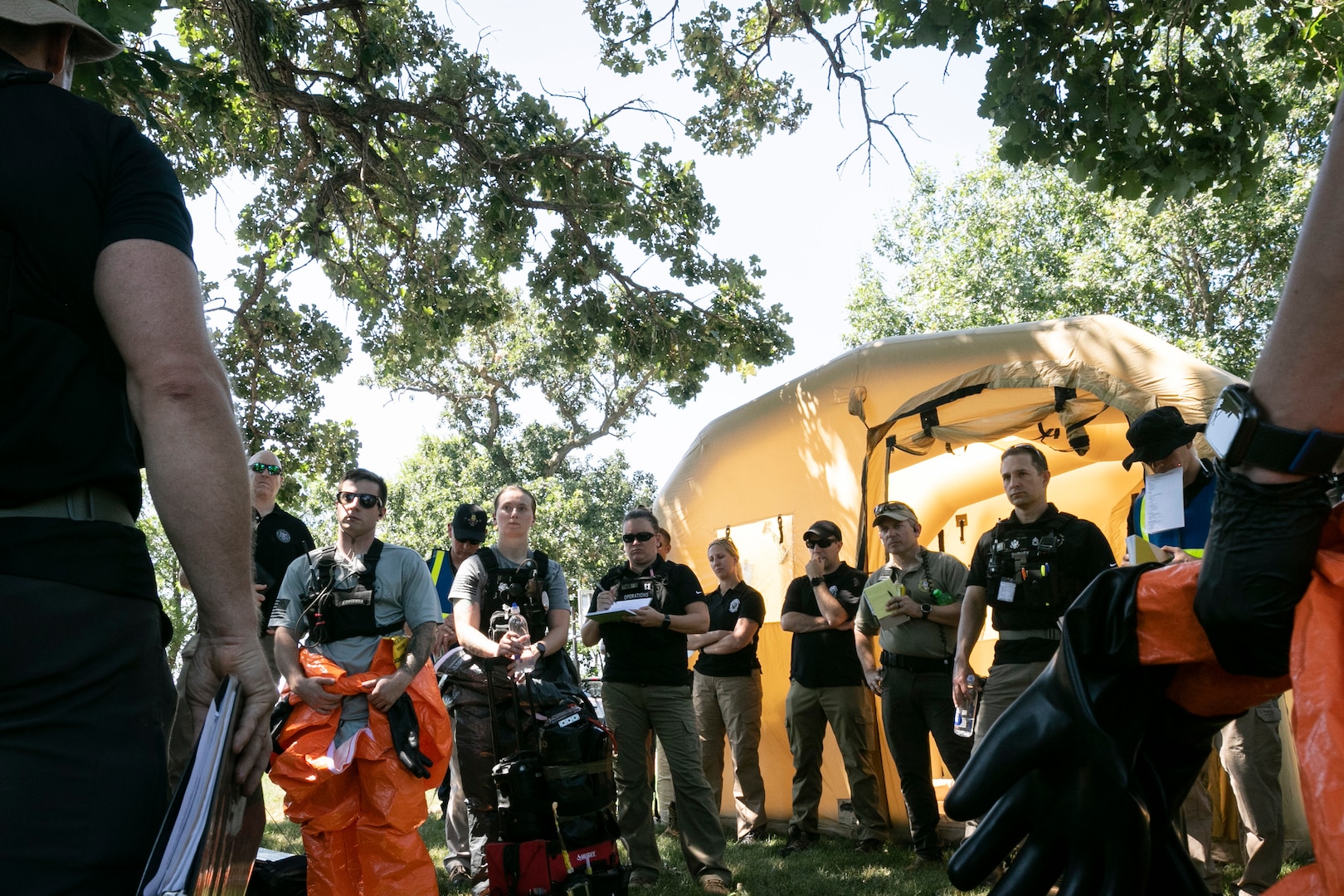 The 55th Civil Support Team partnered with Mdewakanton Fire and Public Safety, FBI Minneapolis Hazard Evidence Response Team, and Minnesota State Fire Marshall for a field training exercise near Shakopee, Minnesota, August 3, 2022.