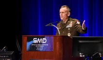 Lt. Gen. Daniel L. Karbler, commanding general of U.S. Army Space and Missile Defense Command, said the command ensures space remains a capability for the Soldier, the Army and the nation during his address at the 25th Space and Missile Defense Symposium in Huntsville, Aug. 9. (U.S. Army photo by Carrie David Campbell)