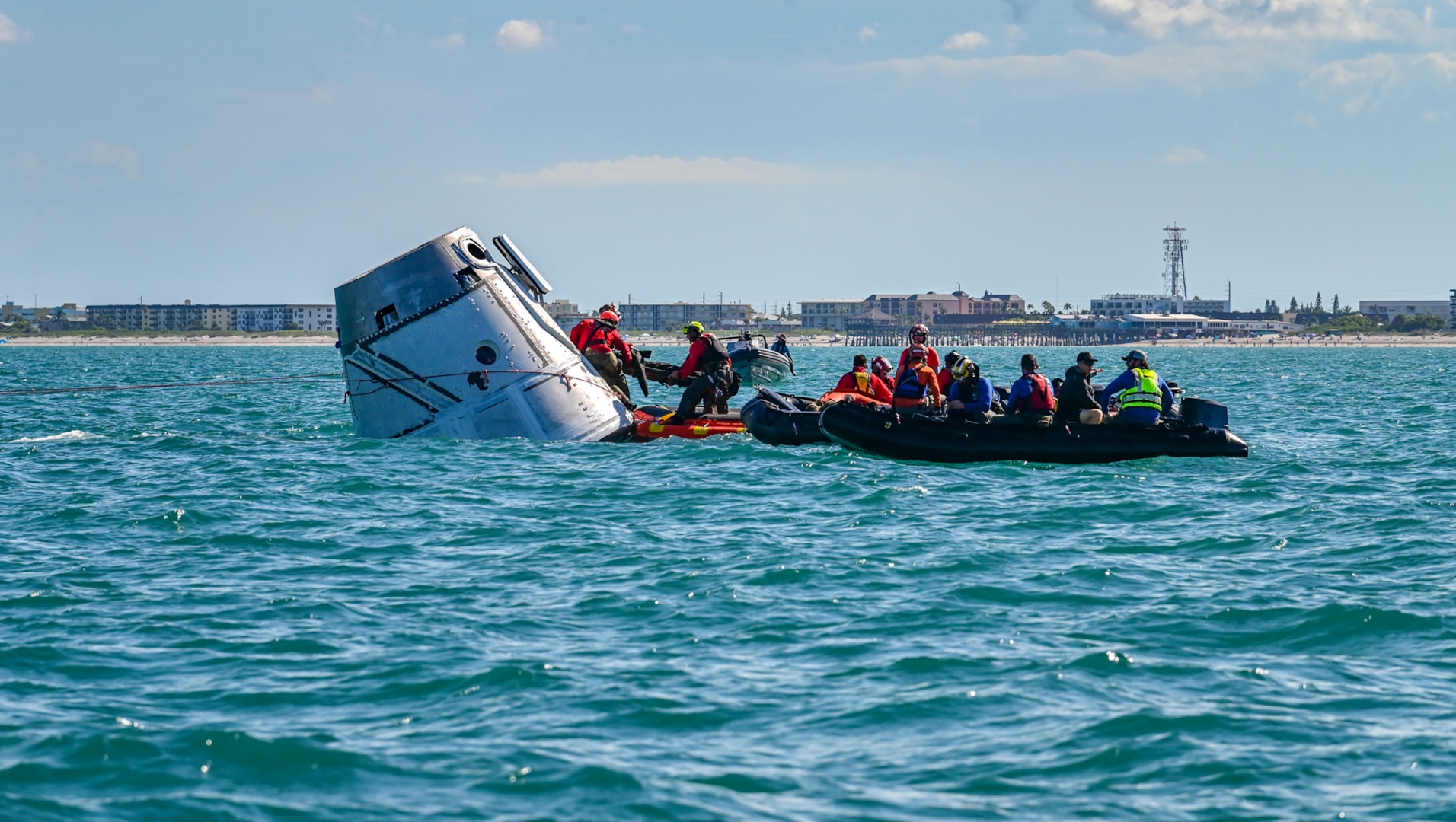 Navy Helicopters and Air Force Pararescue Forces Conduct Astronaut Recovery Exercise