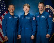Official Group Portrait of Army Astronauts - Drew Morgan, Anne McClain and Francisco Rubio.  Photo Date: January 19, 2018.  Location: Building 8, Room 183 - Photo Studio.  Photographer: Robert Markowitz