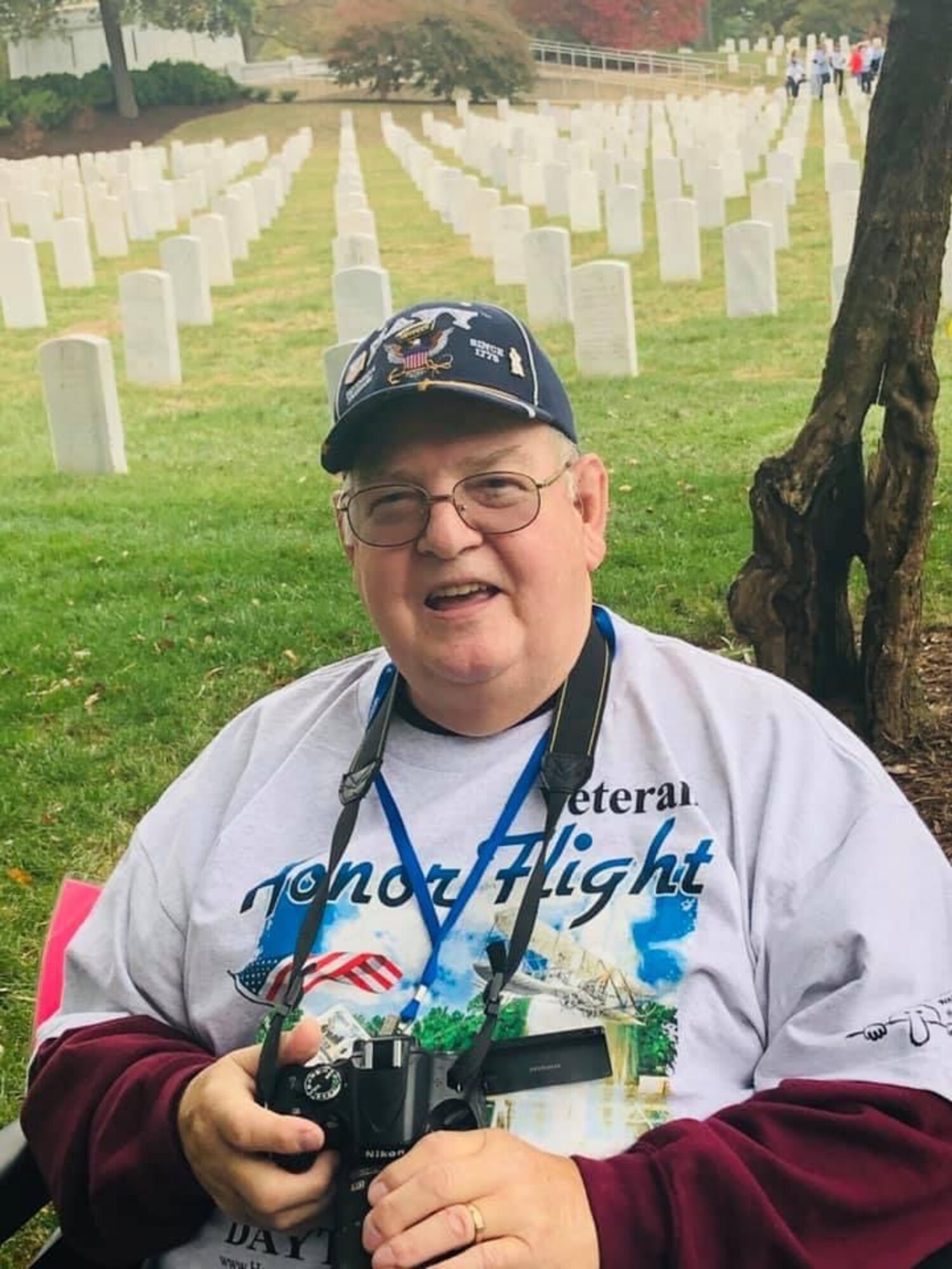 A veteran with the Honor Flight Dayton visits Arlington National Cemetery during a prior trip to Washington