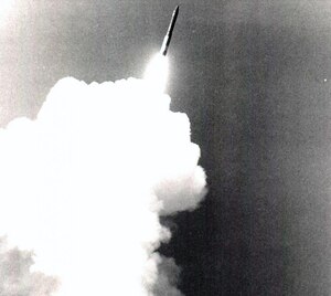 The first unarmed Minuteman III (LGM-30G) was launched from Cape Kennedy, Florida, Aug. 16, 1968. (Courtesy Photo)