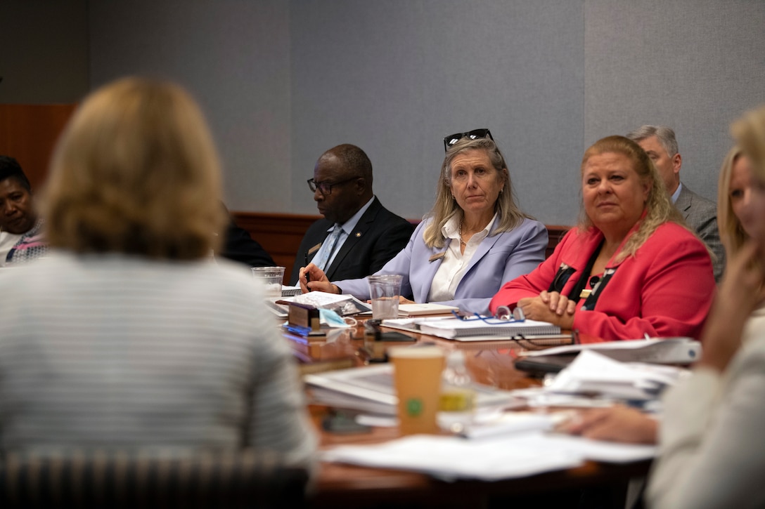 Members of the Defense Business Board listen as Deputy Secretary of Defense Kathleen H. Hicks delivers remarks, the Pentagon, Washington, D.C., Aug. 10, 2022. (DoD photo by Lisa Ferdinando)