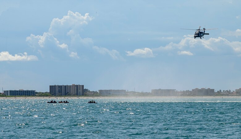 Navy Helicopters and Air Force Pararescue Forces Conduct Astronaut Recovery Exercise