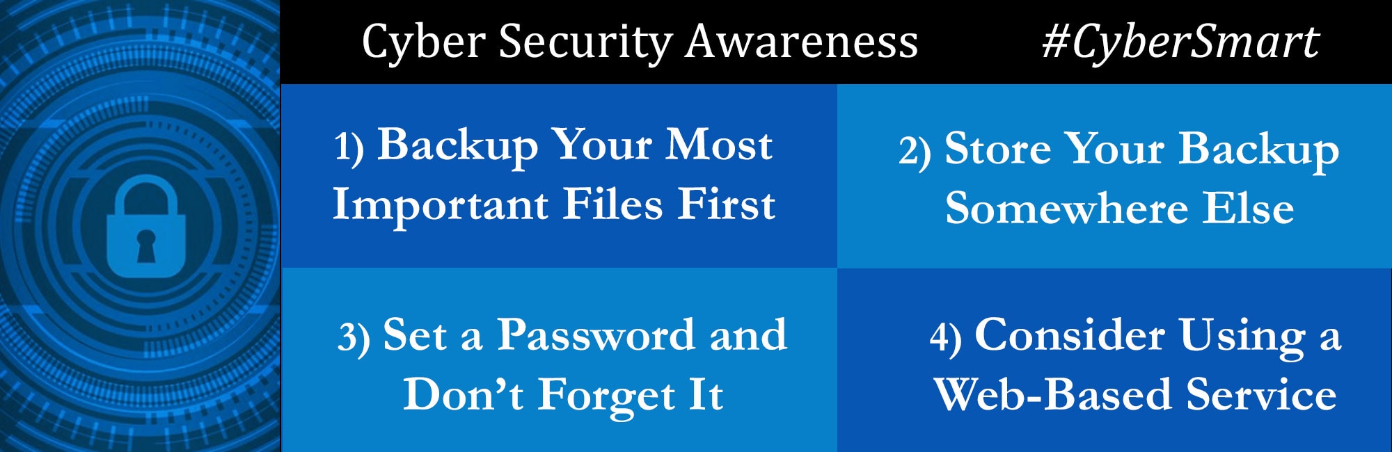 Graphic showing cyber security tips