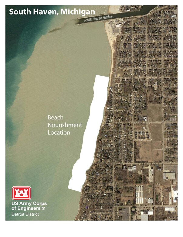 The U.S. Army Corps of Engineers will place South Haven harbor dredge material near-shore to nourish South Beach August 2022.