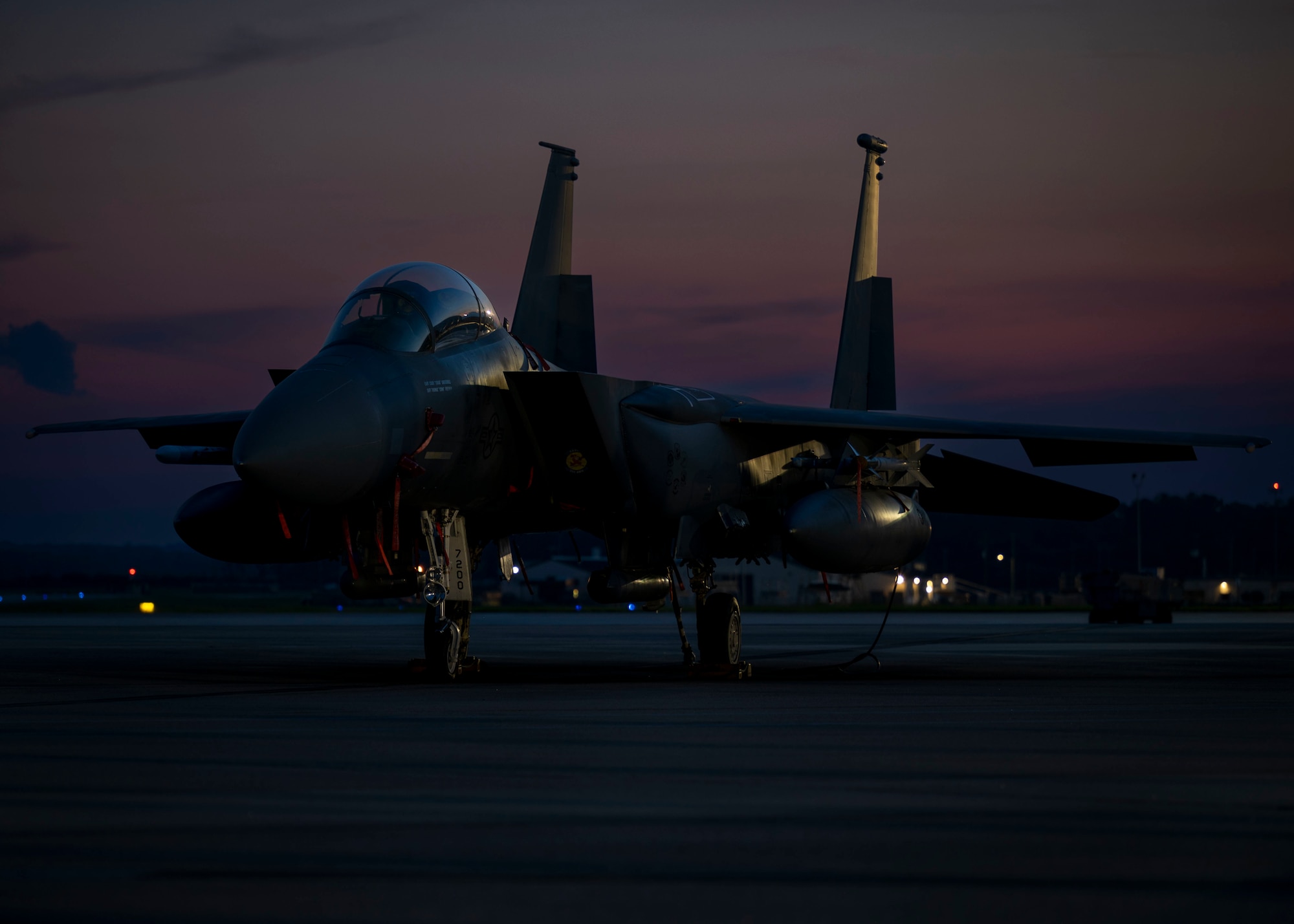 An F-15E Strike Eagle assigned to the 334th Fighter Generation Squadron, is parked on the flight line at Seymour Johnson Air Force Base, North Carolina, July 28, 2022.