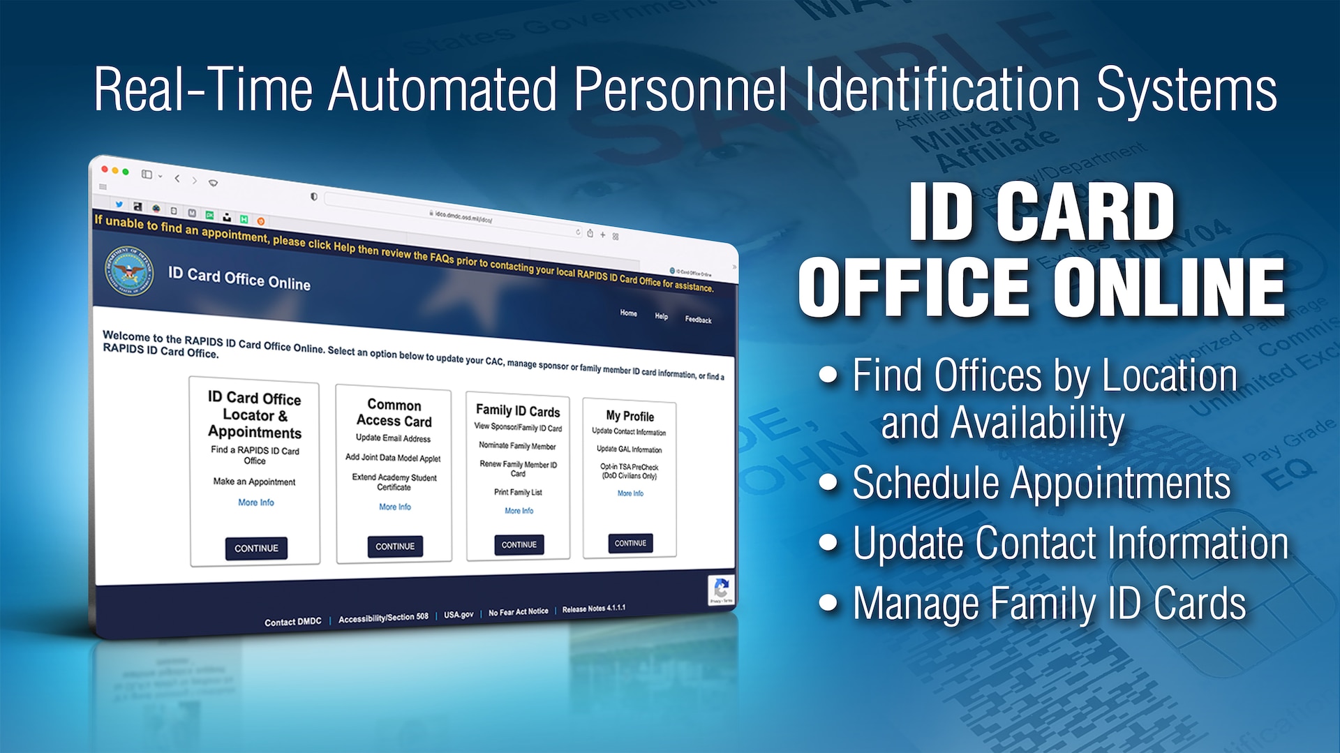 A graphic with an image of the ID Card Office Online website.