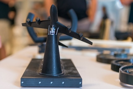 The 101st Air Refueling Wing Metals Technology Shop displays an articulating 3d printed KC-135 at the New England Spark Summit Aug, 11, 2022.