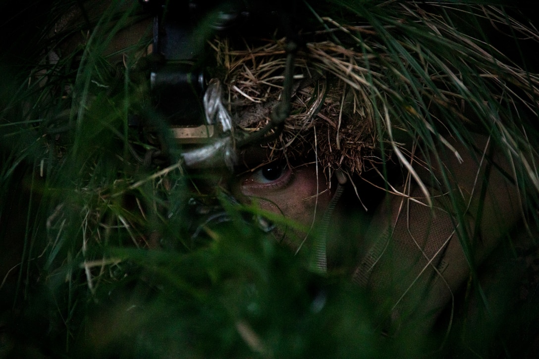 U.S. Marine Corps Cpl. Sutton Fiorito, a Light Armored Vehicle crewman with Battalion Landing Team 2/6, 22nd Marine Expeditionary Unit, conducts an ambush during an exercise on Hasto Buso Island, Finland, Aug. 13, 2022. The Kearsarge Amphibious Ready Group and 22nd MEU, under the command and control of Task Force 61/2, is on a scheduled deployment in the U.S. Naval Forces Europe area of operations, employed by U.S. Sixth Fleet to defend U.S., allied and partner interests.