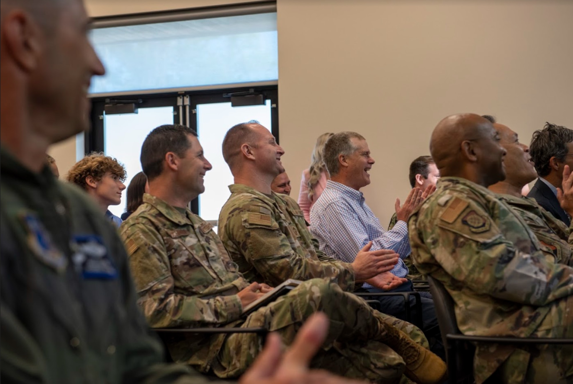 Airmen and families from Fairchild Air Force Base, Washington, join together for the Military Family Life Caucus at Fairchild AFB, WA, August 17, 2022. The intent behind events like these is to drive change within the community for Fairchild families and Airmen. (U.S. Air Force photo by Tech Sgt. Heather Clements)