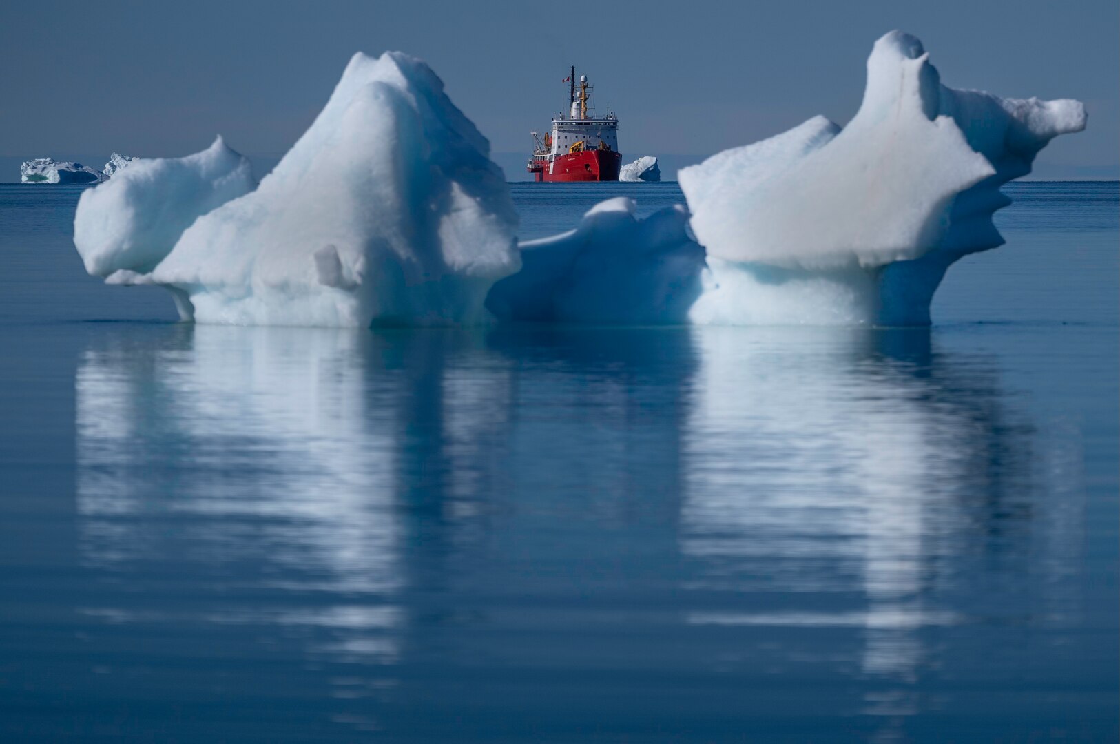 A photo of the Canadian ice breaker boat at Thule Greenland