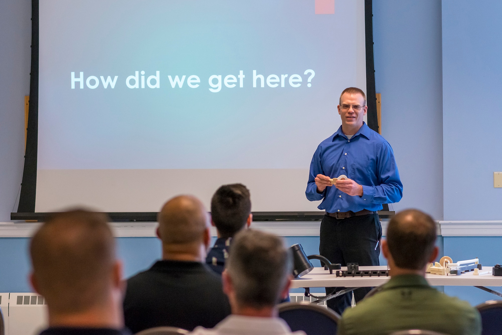 U.S. Air National Guard Tech. Sgt. Christopher Look, a Metals Technology Machinist for the 101st Maintenance Squadron presents at the New England Spark Summit Aug, 11, 2022