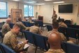 Col. Christine E. Munch, Commander of the 111th Mission Support Group, welcomes members of the 270th Engineering Installation Squadron home after a six month deployment to the U.S. Africa Command area of responsibility. The 111th MSG and 270th EIS are both subordinate units of the 111th Attack wing based at Biddle Air National Guard Base in Horsham, Pennsylvania.