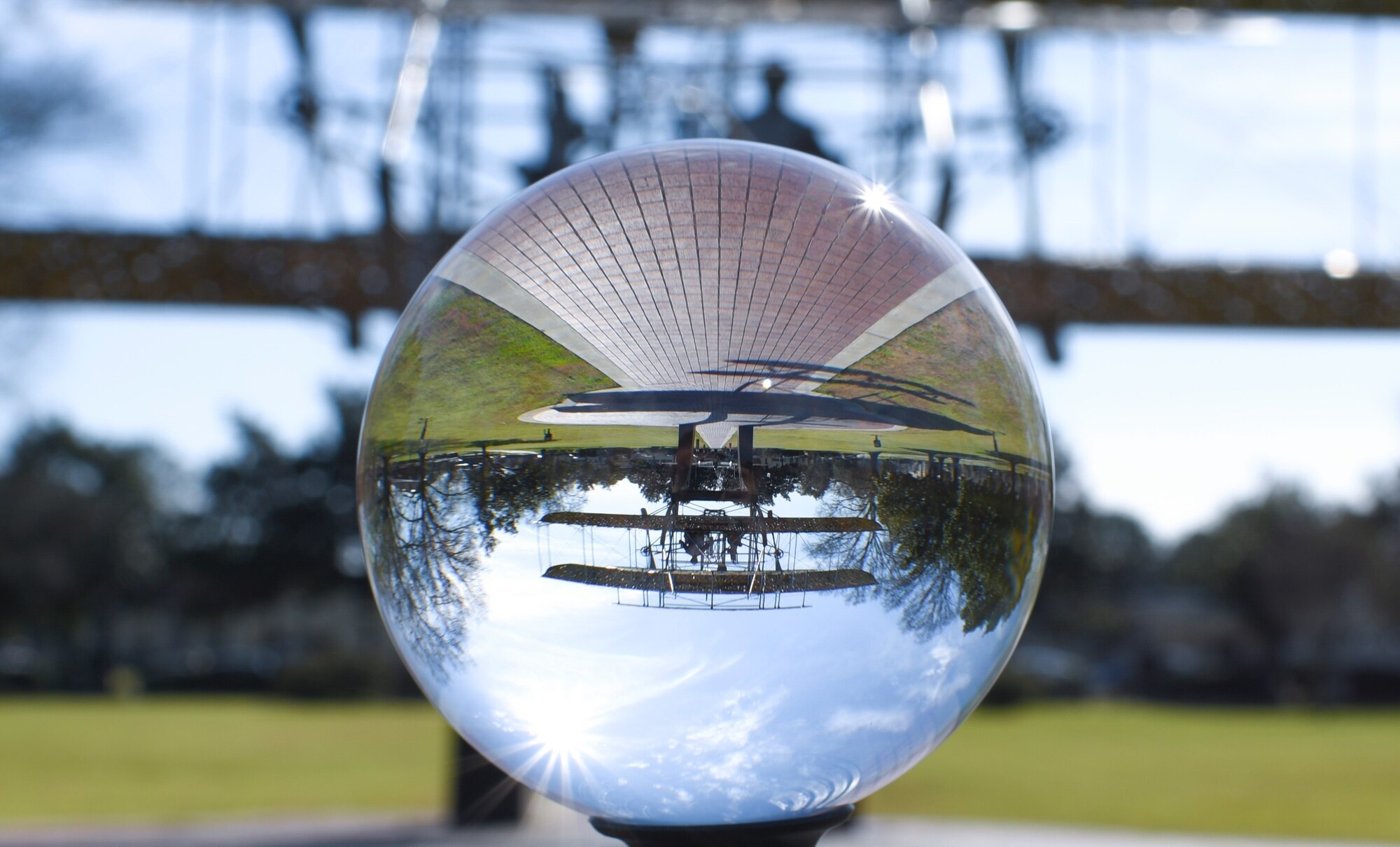 A different perspective of the Wright Flyer static display January 30, 2020, at Maxwell Air Force Base, Alabama.