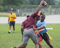 Soldiers play flag football