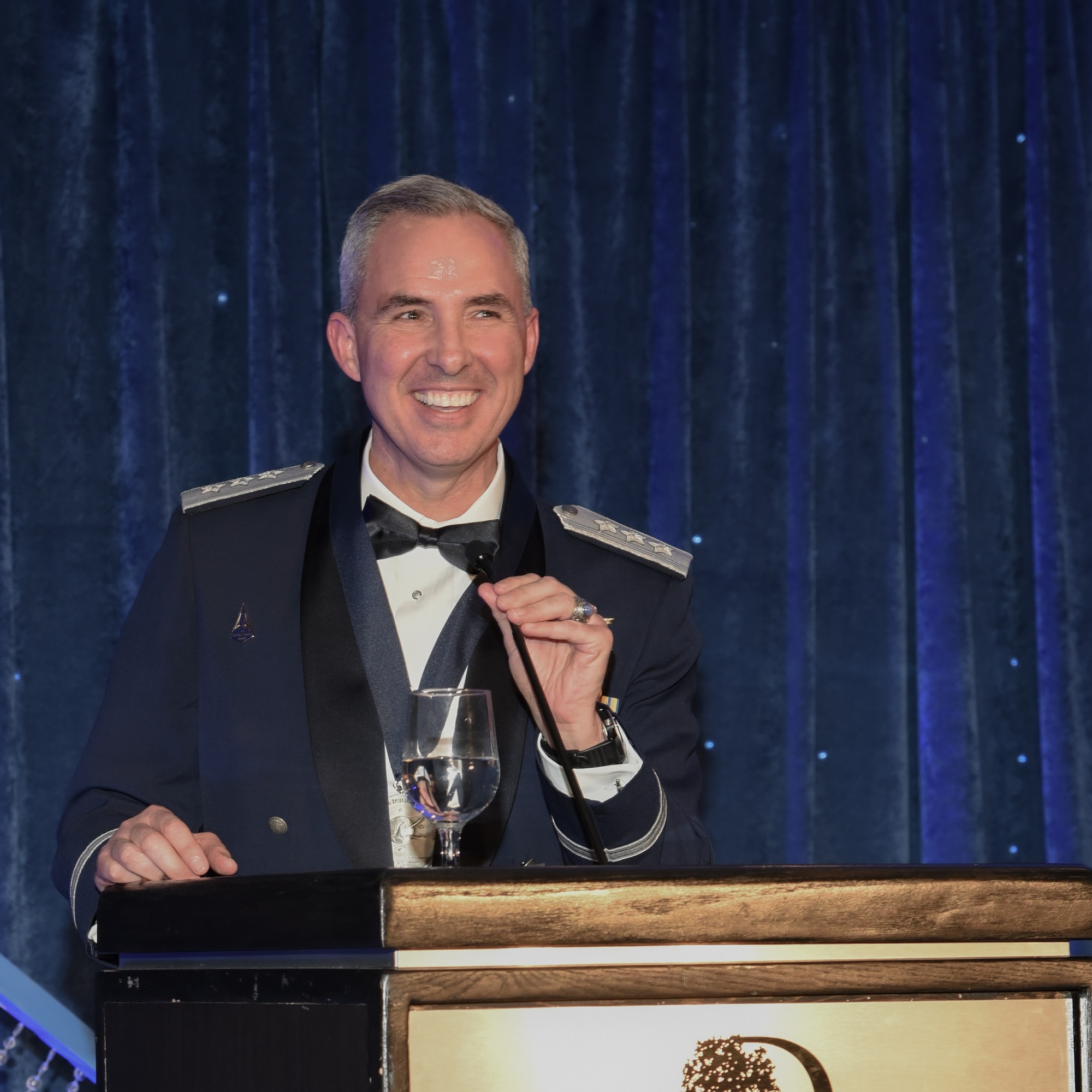 The Rocky Mountain Chapter of National Defense Industrial Association awarded the 2022 General James V. Hartinger Award and the Patriot Award to a Guardian and an Airman from Space Operations Command during the 39th Annual NDIA Ball at the Cheyenne Mountain Resort in Colorado Springs, Colorado, Aug. 19, 2022.