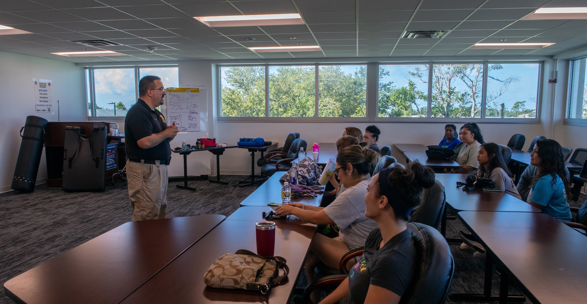 Instructor briefs class
