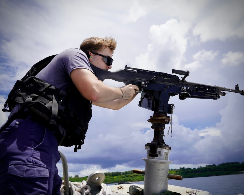 APRA HARBOR, Guam (Aug. 10, 2022) - Personnel from U.S. Naval Base Guam’s (NBG) Navy Security Forces (NSF) simulated a small boat probe during an exercise in Apra Harbor, Aug. 9. The exercise was one of several assessments taking place as part of Exercise Citadel Protect 2022.