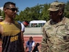U.S. Army Staff Sgt. Allen Zohdi, left, meets Lt. Gen. R. Scott Dingle, U.S. Army Surgeon General and Commanding General, U.S. Army Medical Command, after field practice for Team Army at the ESPN Wide World of Sports Complex, Orlando, Florida, during the 2022 Department of Defense Warrior Games, Aug. 19, 2022. The DoD Warrior Games will be conducted on Aug. 19 – 28, hosted by the U.S. Army at Walt Disney World Resort. Men and women from the U.S. Army, Marine Corps, Navy, Air Force, and U.S. Special Operations Command are joined in competition by athletes with the Canadian Soldier On organization for a variety of adaptive sports ranging from archery to wheelchair rugby.
