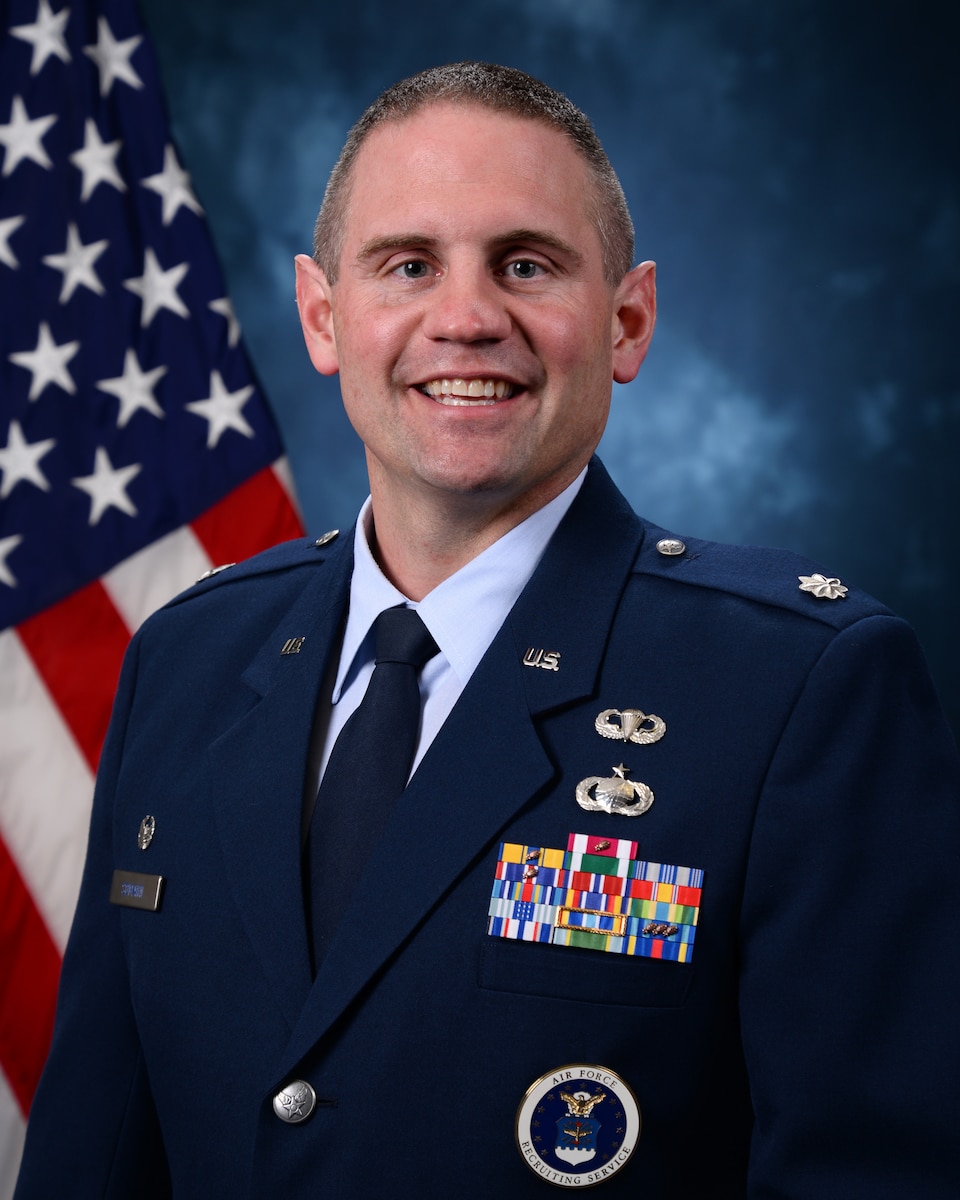 Lt Col Jesse P. Somann is the Commander, 367th Recruiting Squadron, Colorado Springs, Colorado.  He is responsible for 10 flights and 82 personnel throughout eight states in the Western United States between Wyoming and Texas