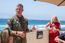 U.S. Marine Corps Brig. Gen. Woodworth and his wife Renee, showcased the resources available to help Marine spouses and their families stationed aboard MCI-West. Resources include but are not limited to Marine Corps Family Advocacy program, United Service Organization and others. There are over 15 different resources available to families and ways to help the communities across the installations. (U.S. Marine Corps photo by Lance Cpl. Straley)