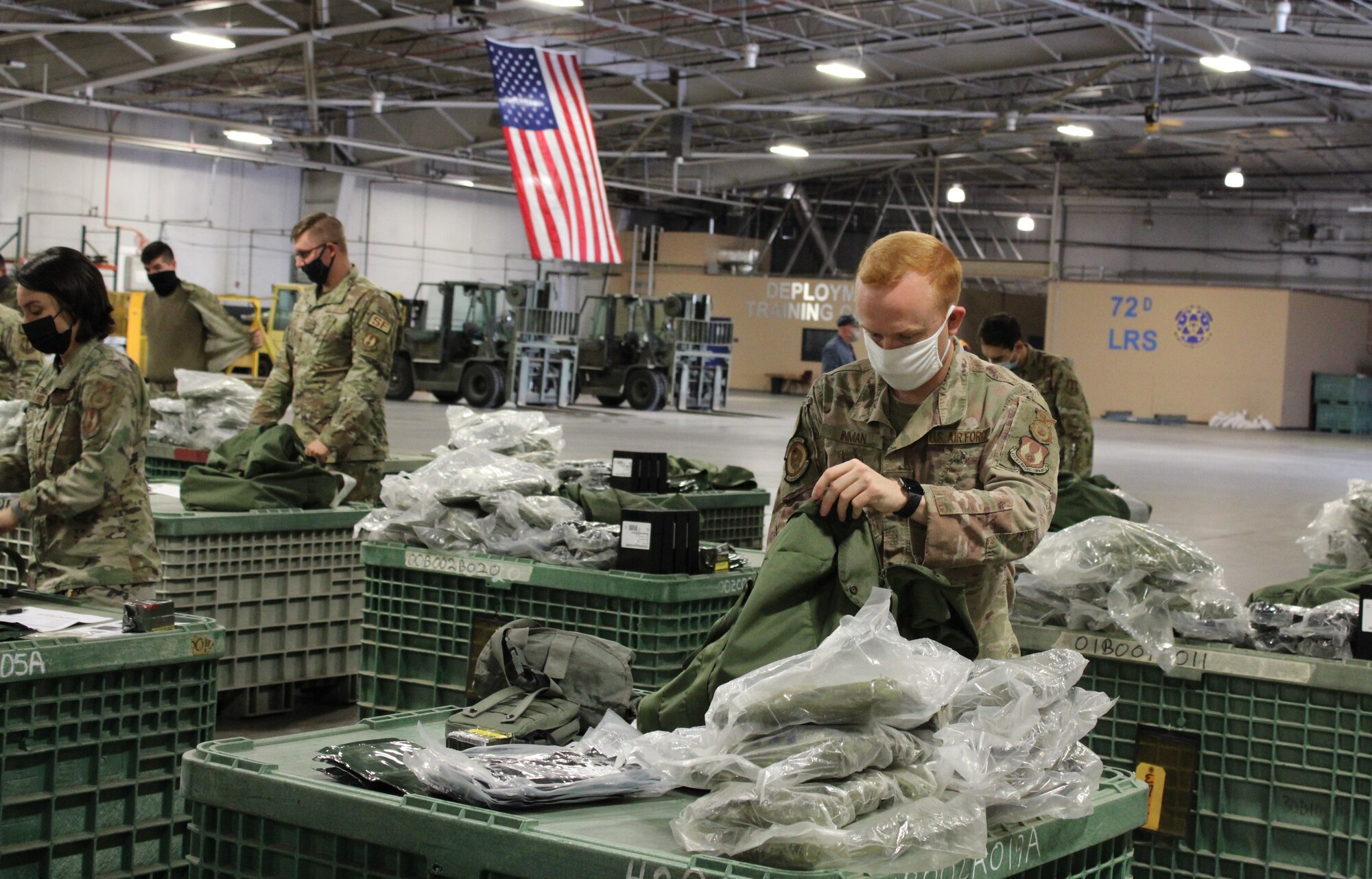 Airman performs mobility bag check in the deployment processing terminal at exercise Agile Thunder 22-02.