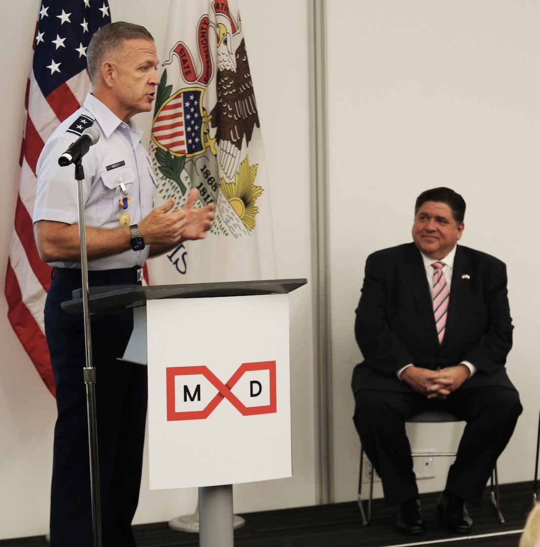 Illinois Governor JB Pritzker awarded Maj. Gen. Rich Neely, the Adjutant General of Illinois and the Commander of the Illinois National Guard, with the Illinois Distinguished Service Medal for his "leadership and poise" during the COVID-19 pandemic.