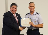 Illinois Governor JB Pritzker awarded Maj. Gen. Rich Neely, the Adjutant General of Illinois and the Commander of the Illinois National Guard, with the Illinois Distinguished Service Medal for his "leadership and poise" during the COVID-19 pandemic.