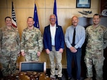 From left to right, USAF Col. Anne-Marie Contreras, director, Joint Personal Recovery Agency, USAF Brig. Gen. Paul D. Moga, commandant of cadets, United States Air Force Academy, Mr. Steven P. Kelly, division chief, JPRA J7/9, Mr. Richard S. Buchholz, JPRA J7 branch chief - SERE Assessments, and USAF MSgt. Paul W. Daggett, JPRA senior enlisted advisor.
