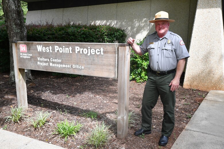 David Barr, Chief Ranger at the West Point Project, poses in front of the Project Management Office on August 10, 2022, in Georgia. Barr is scheduled to retire from the U.S. Army Corps of Engineers in December after 30 years of service