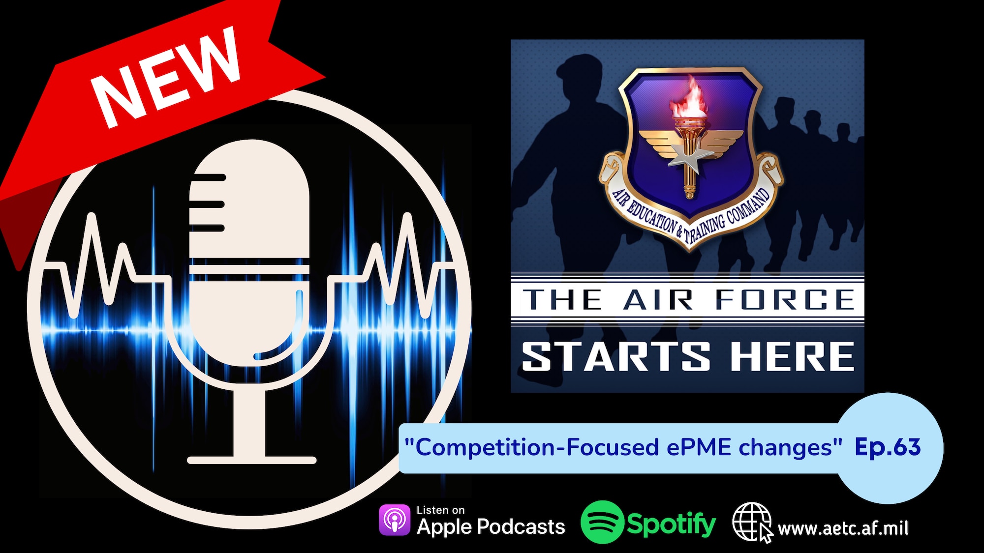 podcast logo on blue background