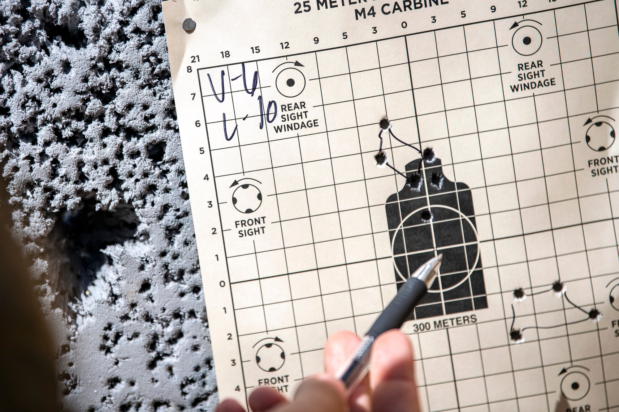 A combat arms and training maintenance instructor marks a score sheet during a proficiency course at RAF Molesworth, England, Aug. 19, 2022. During the course instructors from the 820th Base Defense Group and 435th Contingency Response Group provided oversight and guidance to help critique and advance the combat arms skills of the defenders from the 423d SFS. (U.S. Air Force photo by Staff Sgt. Eugene Oliver)