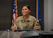 U.S. Air Force Tech. Sgt. Jennifer Gloria “JT” Thomas, 441st Vehicle Support Chain Operations Squadron noncommissioned officer in charge of vehicle disposition and lease management, smiles when taking notes while discussing the 5/6 club at Joint Base Langley-Eustis.