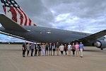 State congressional staffers gather in front of the Spirit of Portsmouth, KC-46A Pegasus on Aug. 23 at Pease Air National Guard Base in Newington.